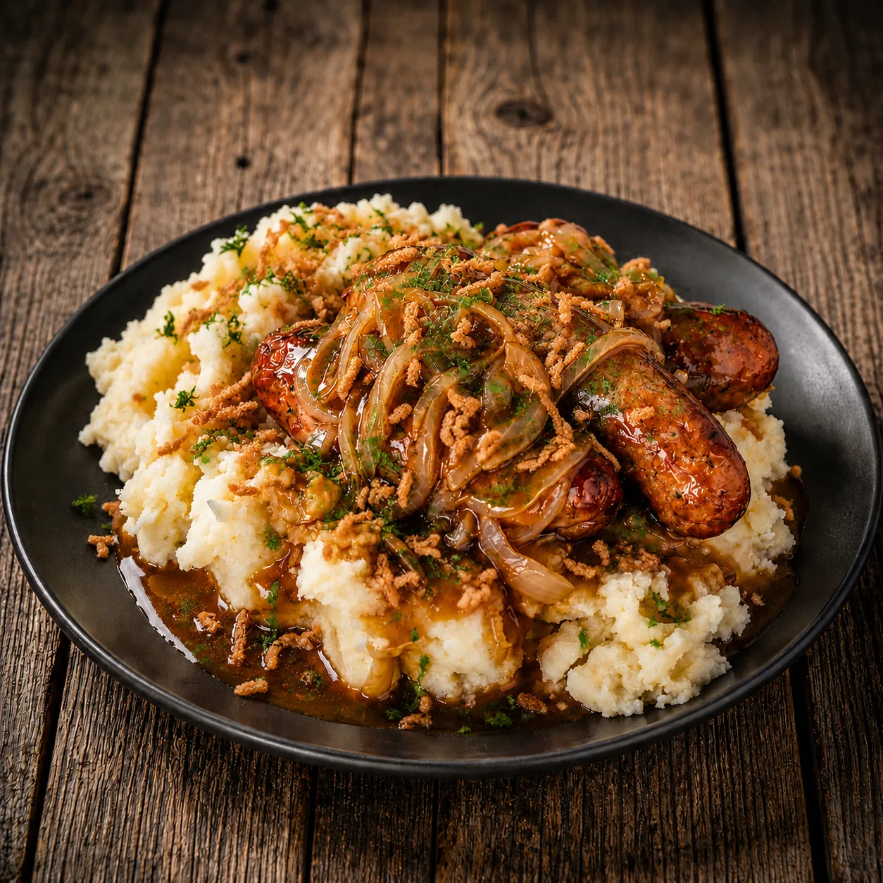 Old English Sausages Mash